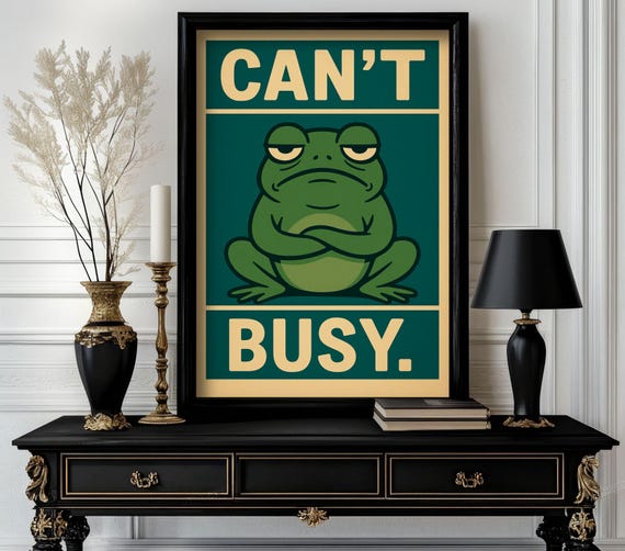 Funny Animal Cant Busy Retro Wall Art Trending Decor White Elephant Gift Lover Cute Motivational 38