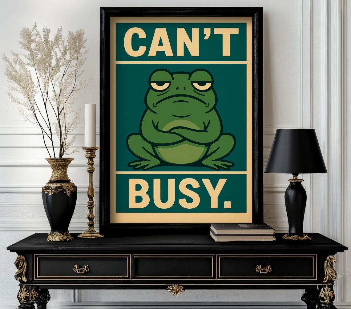 Funny Animal Cant Busy Retro Wall Art Trending Decor White Elephant Gift Lover Cute Motivational 38