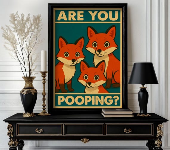 Funny Animal Are You Pooping Retro Wall Art Trending Decor White Elephant Gift Lover Cute Motivational 76