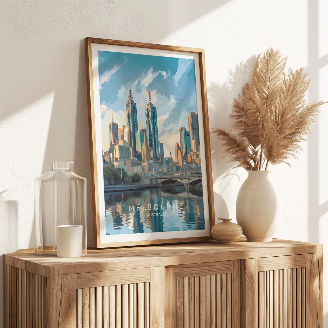 Melbourne Australia City Skyline Yarra River Reflection Poster - Image 2