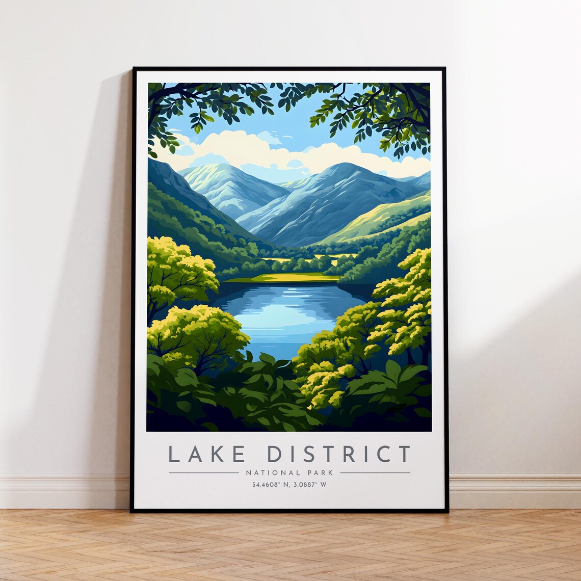 Lake District England National Park Valley Lake Hills Green Poster