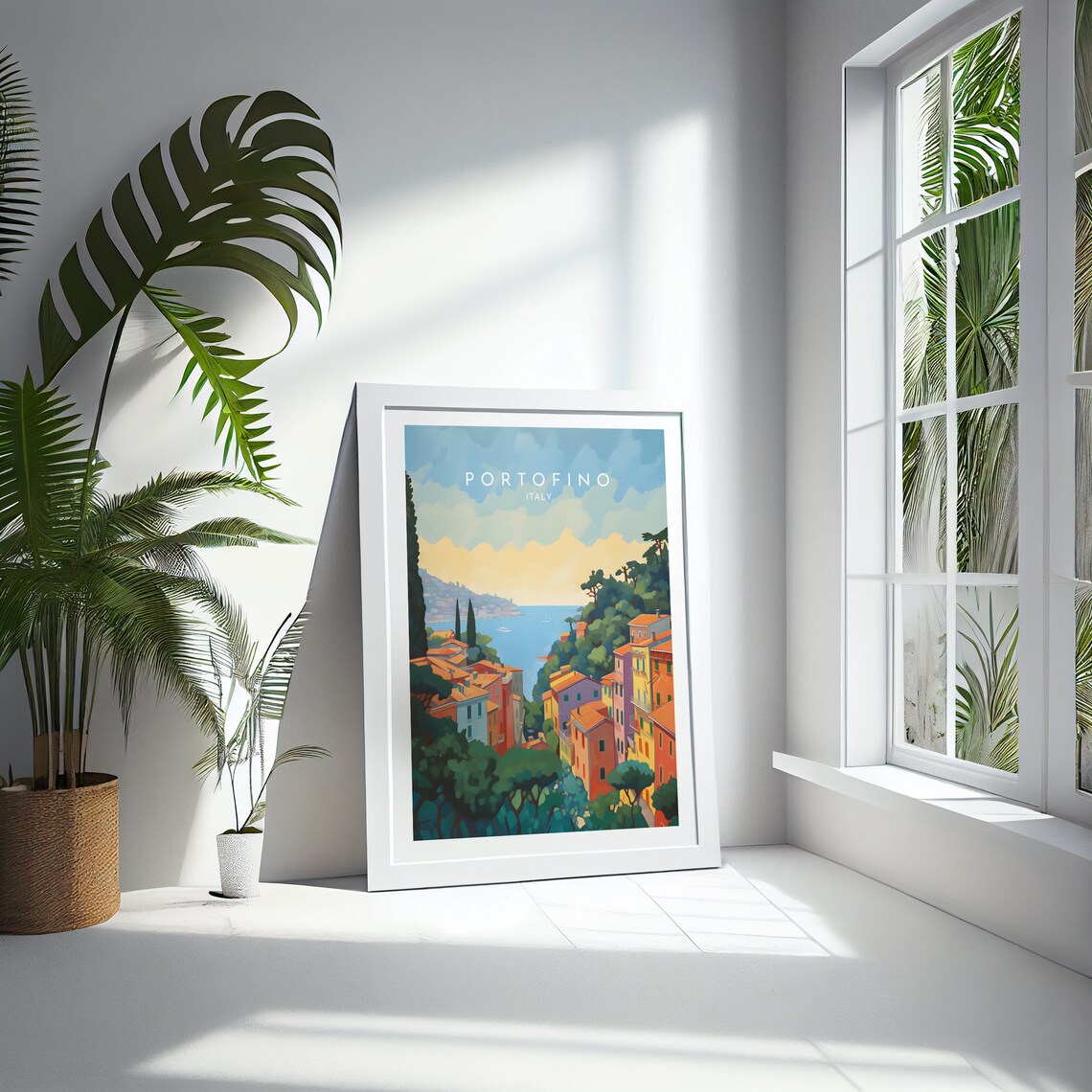 Portofino Italy Colorful Cliffside Village Harbor View Poster - Image 4