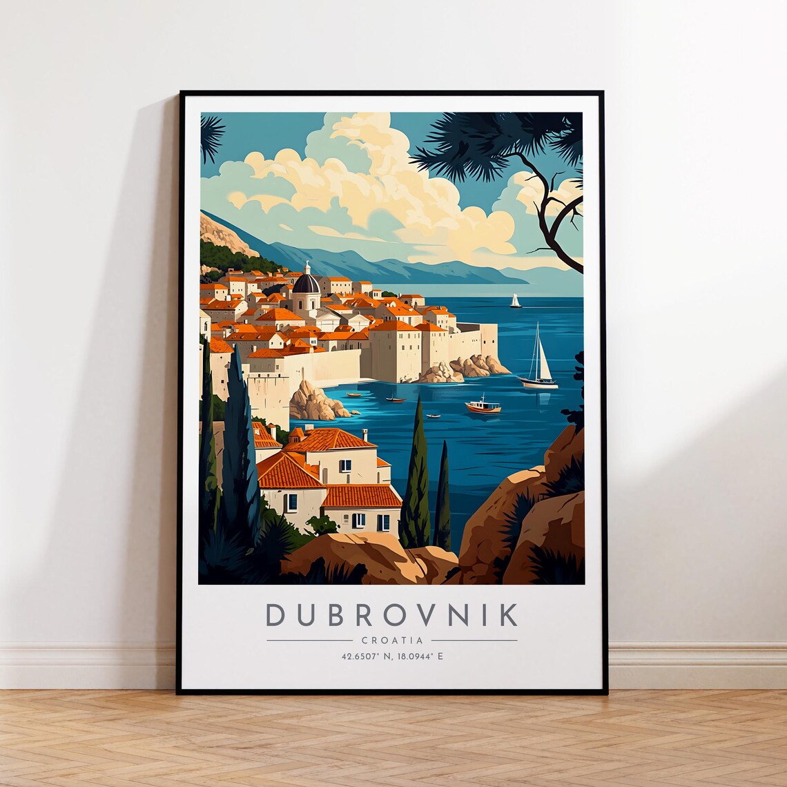 Dubrovnik Travel Poster, Croatia City Art Print
