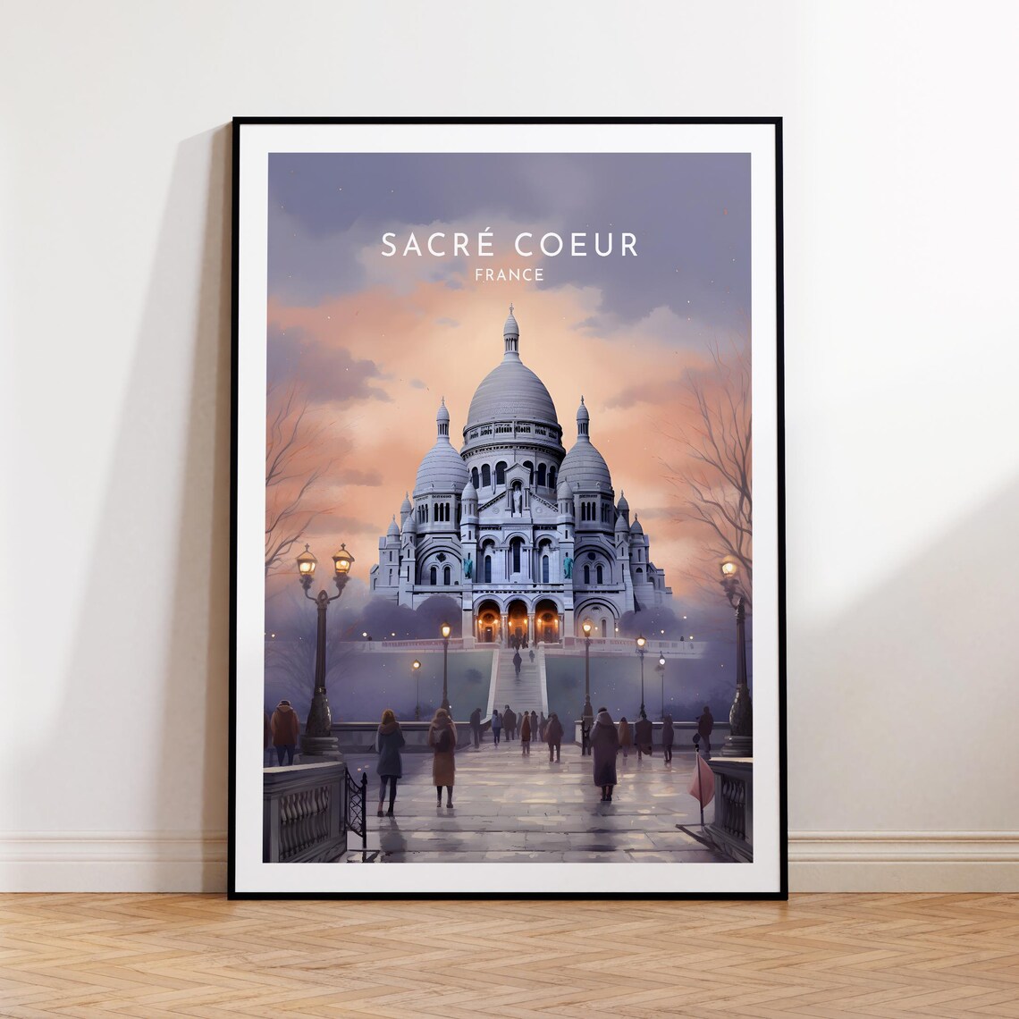 Sacre Coeur Basilica Paris Evening Twilight France Travel Poster