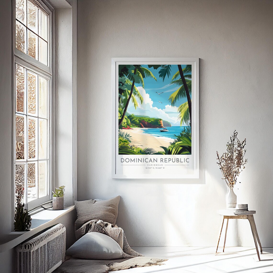 Dominican Republic Tropical Beach Palm Fronds Lagoon Travel Poster - Image 4