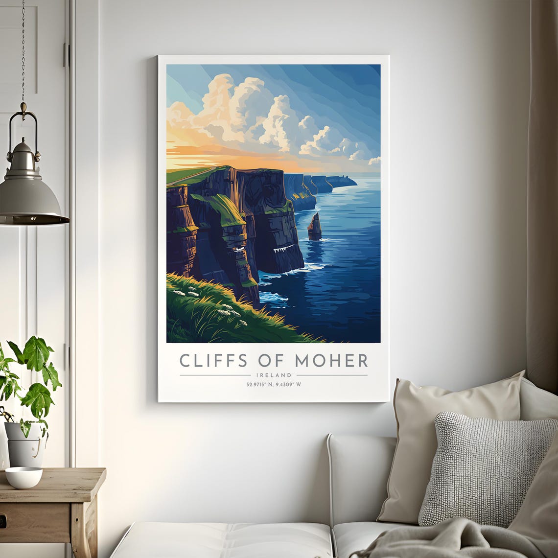 Cliffs of Moher Ireland Golden Sunset Ocean Cliffs Evening Poster - Image 2