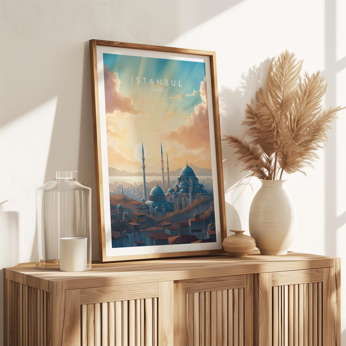 Istanbul Turkey Mosque Domes Minarets Sunrise Sky Travel Poster - Image 2