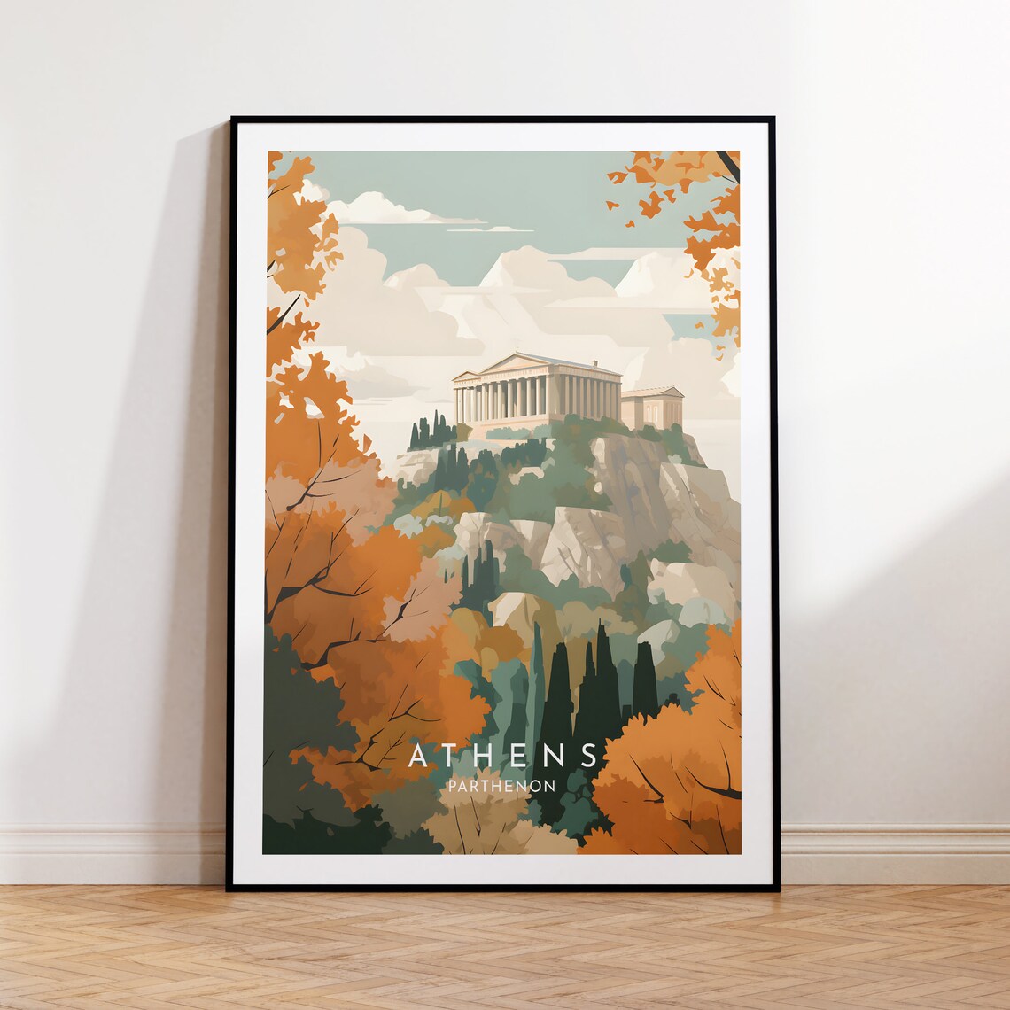 Parthenon Travel Poster, Athens Home Decor