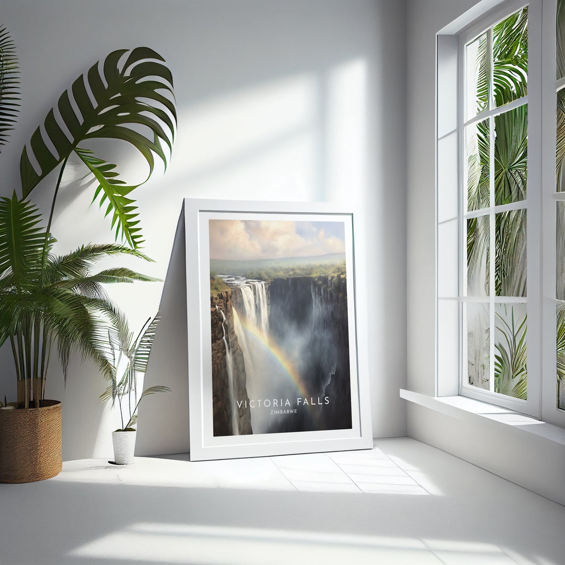 Victoria Falls Zimbabwe Waterfall Rainbow Mist Travel Art Poster - Image 4