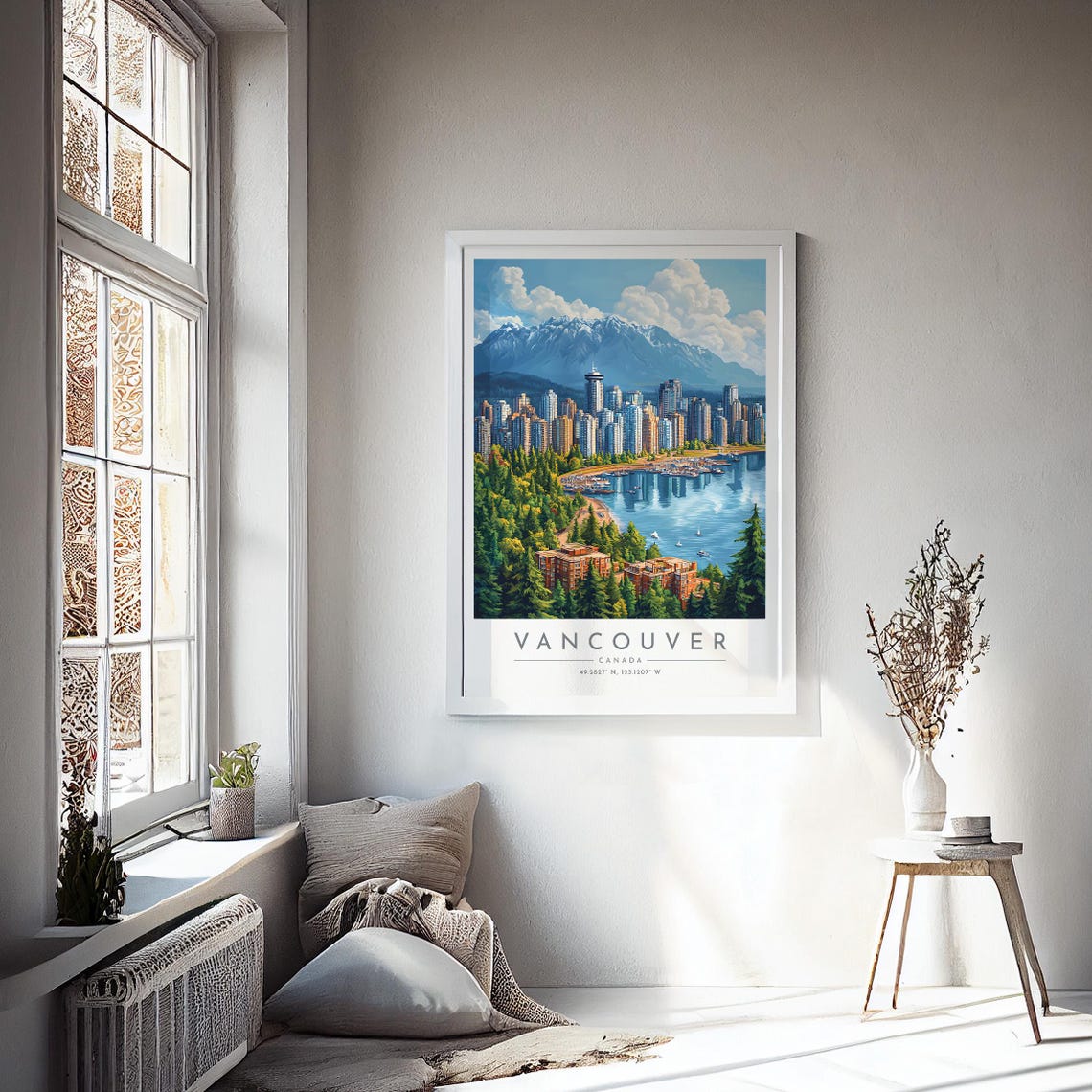 Vancouver Skyline Harbour Snow Mountains Canada Travel Poster - Image 4