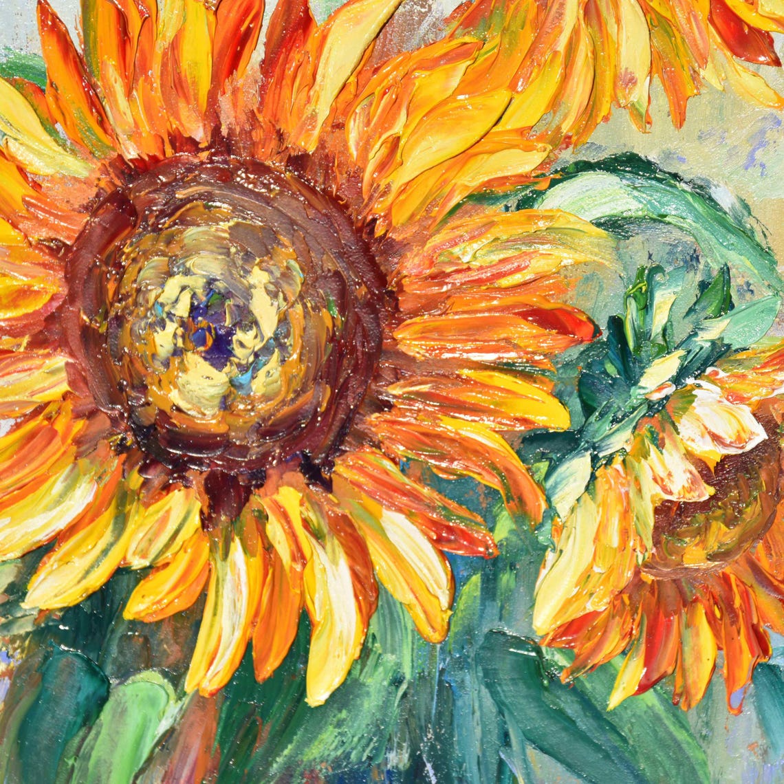 Sunflower Painting Flowers Painting Sunflower Summer Art Sunflowers Floral Sunflower Wall Art Sunflower Artwork Impasto Oil Painting Oil - Image 5