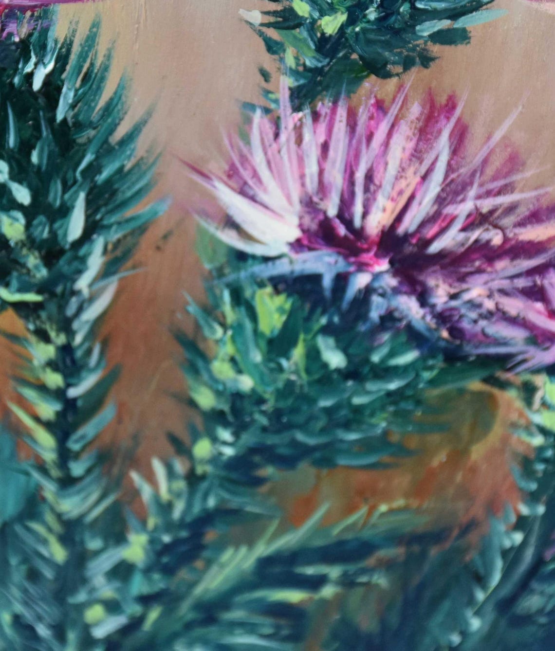 Painting Meadow Flowers Bee In The Meadow Art Painting Burdock Summer Landscape Meadow Flowers Art Bee On A Flower Art Miniature Art Oil Art - Image 4