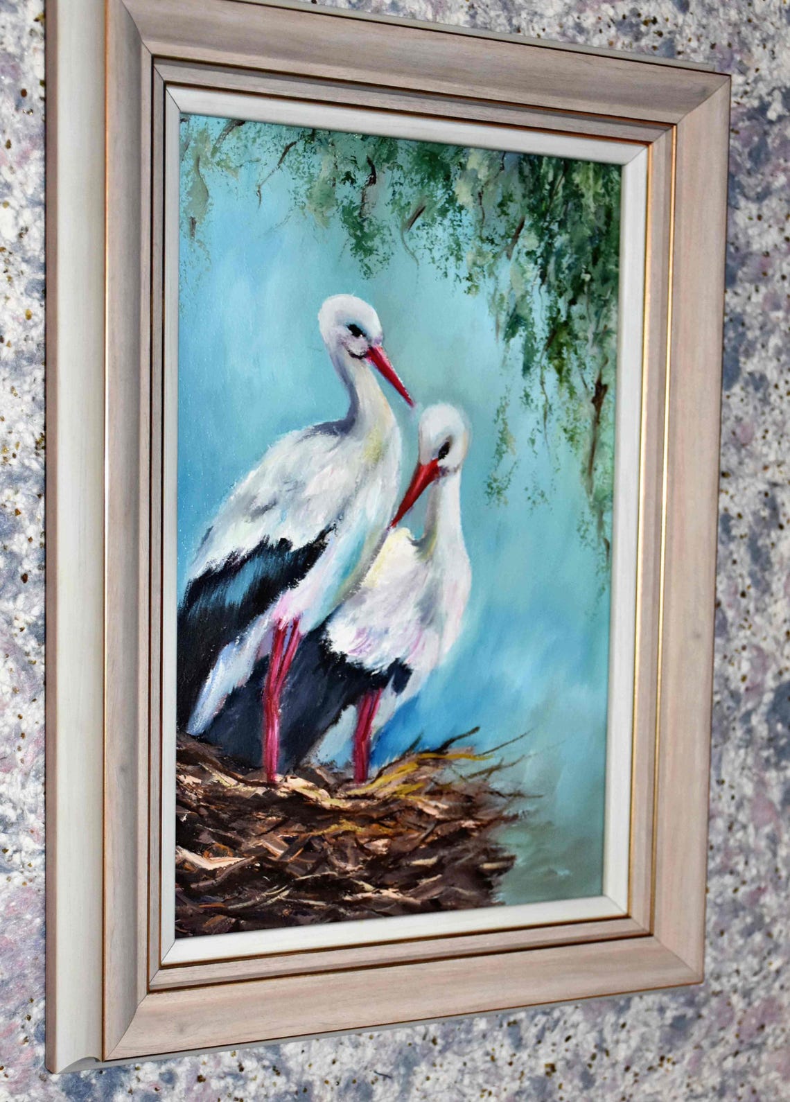Storks Birds In The Nest Storks Birds Art Birds Painting Art Bird Painting Bird Art White Birds Art Birds Landscape Nursery Wall Art Color - Image 4