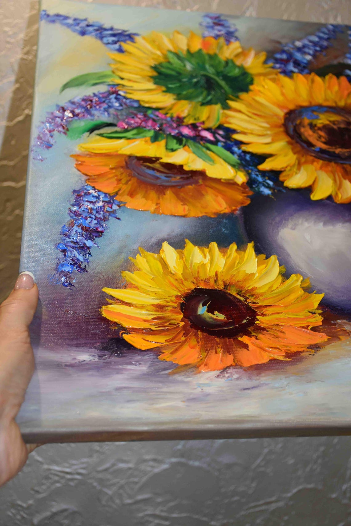 Sunflower Painting Flower Painting Original Painting Sunflower Wall Art Impasto Oil Painting Sunflower Artwork Sunflowers Painting Flower - Image 2