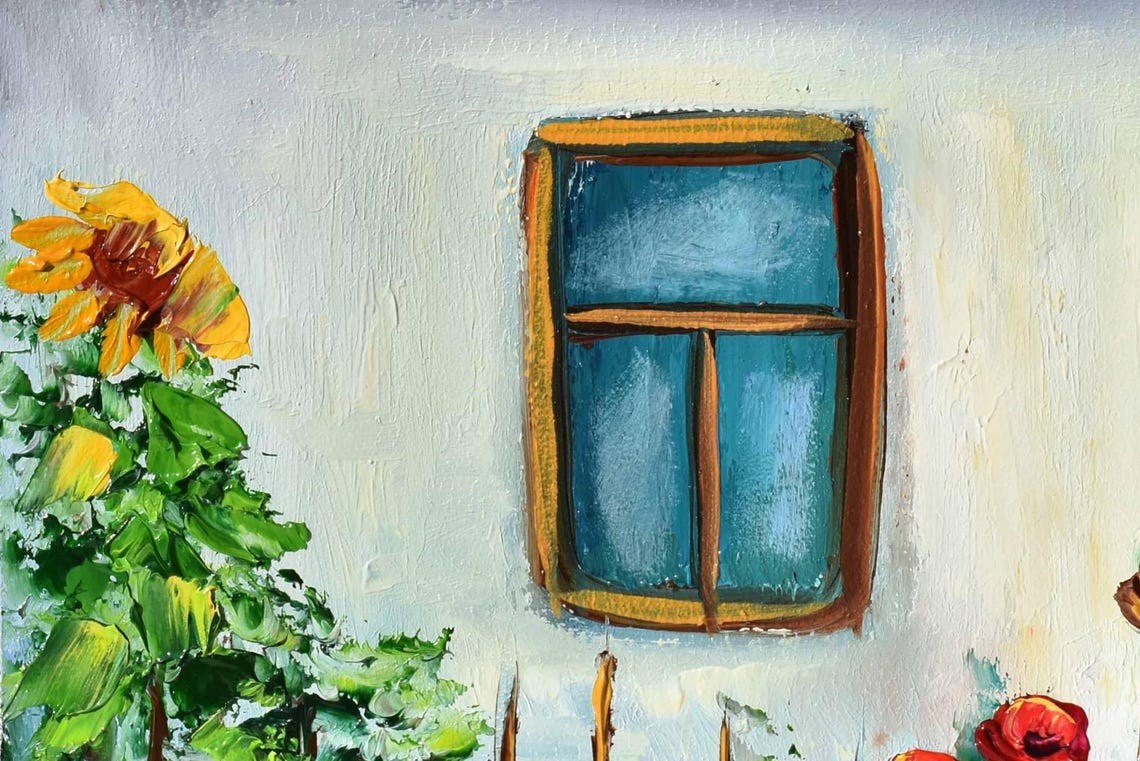 Ukrainian Art Summer Landscape Art Flower Artwork Landscape Painting Impasto Flowers Wall Art Garden Flowers Art Ukrainian House Art Poppies - Image 3