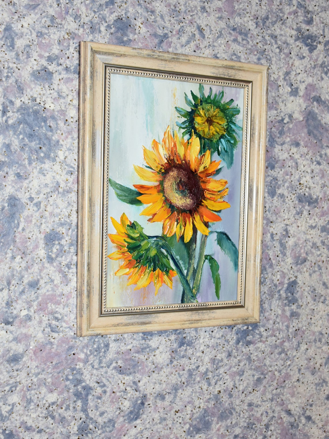 Sunflower Summer Art Floral Artwork Sunflowers Painting Original Oil Art Sunflowers Flowers Small Painting Home Decor Painting Wall Decor - Image 3