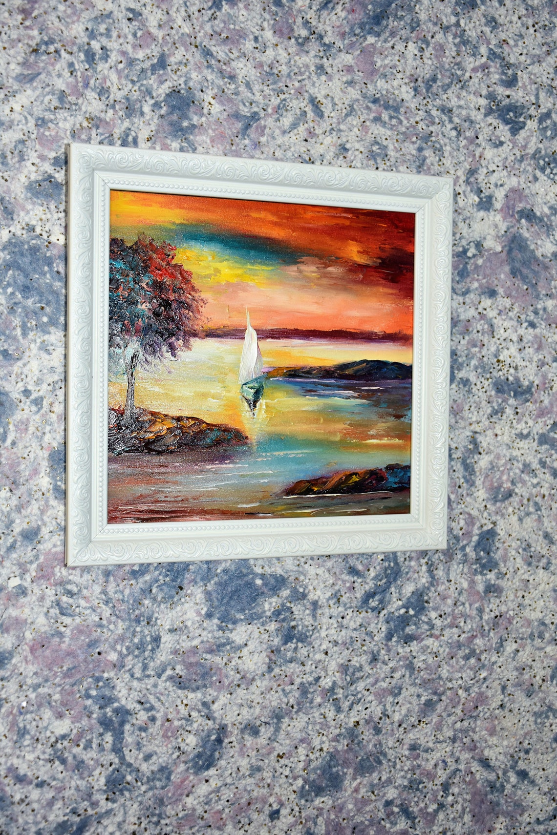 Painting Sea Summer Landscape Art Blue Lake Painting Beach Art Mediterranean Art Landscape Original Tropical Landscape Seascape Painting - Image 5