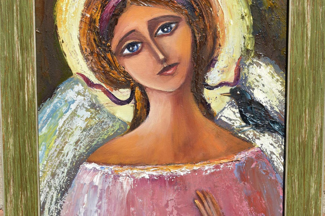 Angel Art Angel For Home Art Religious Painting Religious Wall Art Contemporary Art Angel Painting Angel Wall Art Painting In Frame Religiou - Image 3