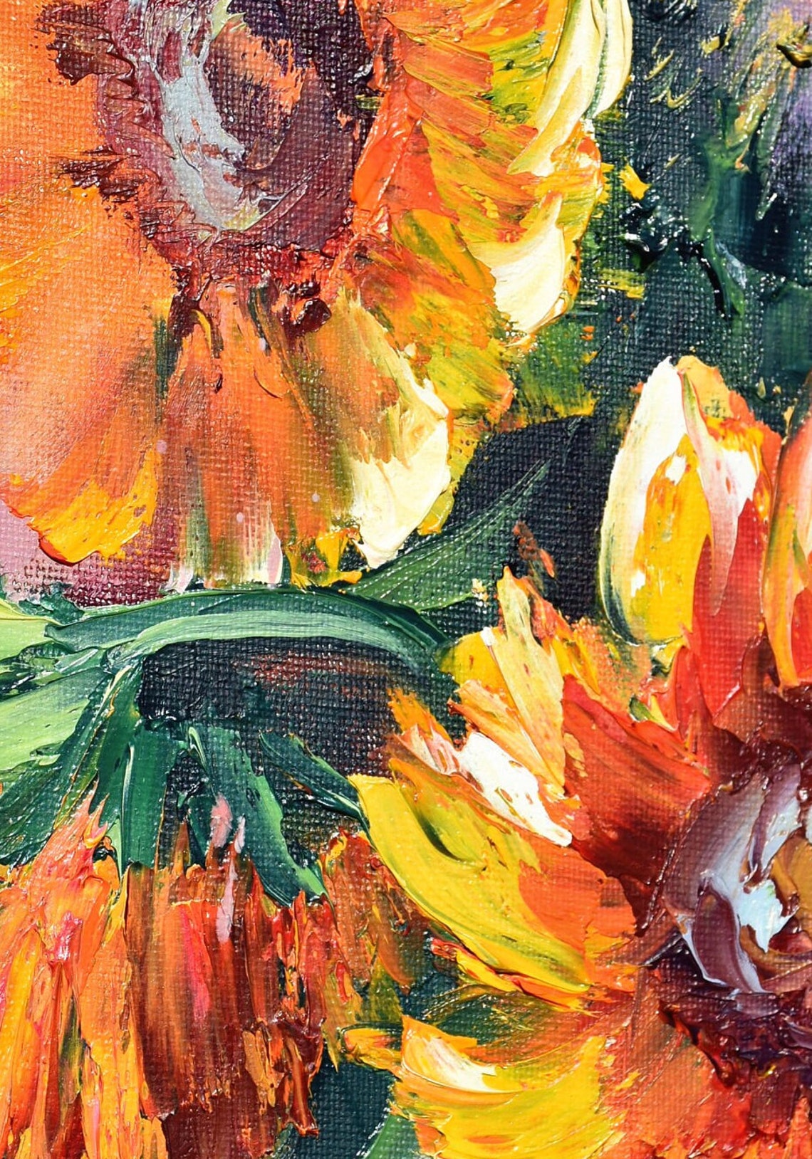 Sunflowers Oil Art Still Life Painting Sunflowers Painting Flower Oil Painting Sunflowers Flowers Art Sunflowers Vase Art Impasto Painting - Image 3