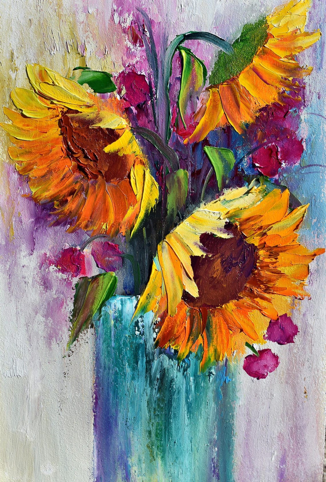 Sunflower Wall Art Sunflowers Painting Orange Flower Art Sunflowers Art Painting In Oil Original Art Sunflowers Flowers Floral Artwork