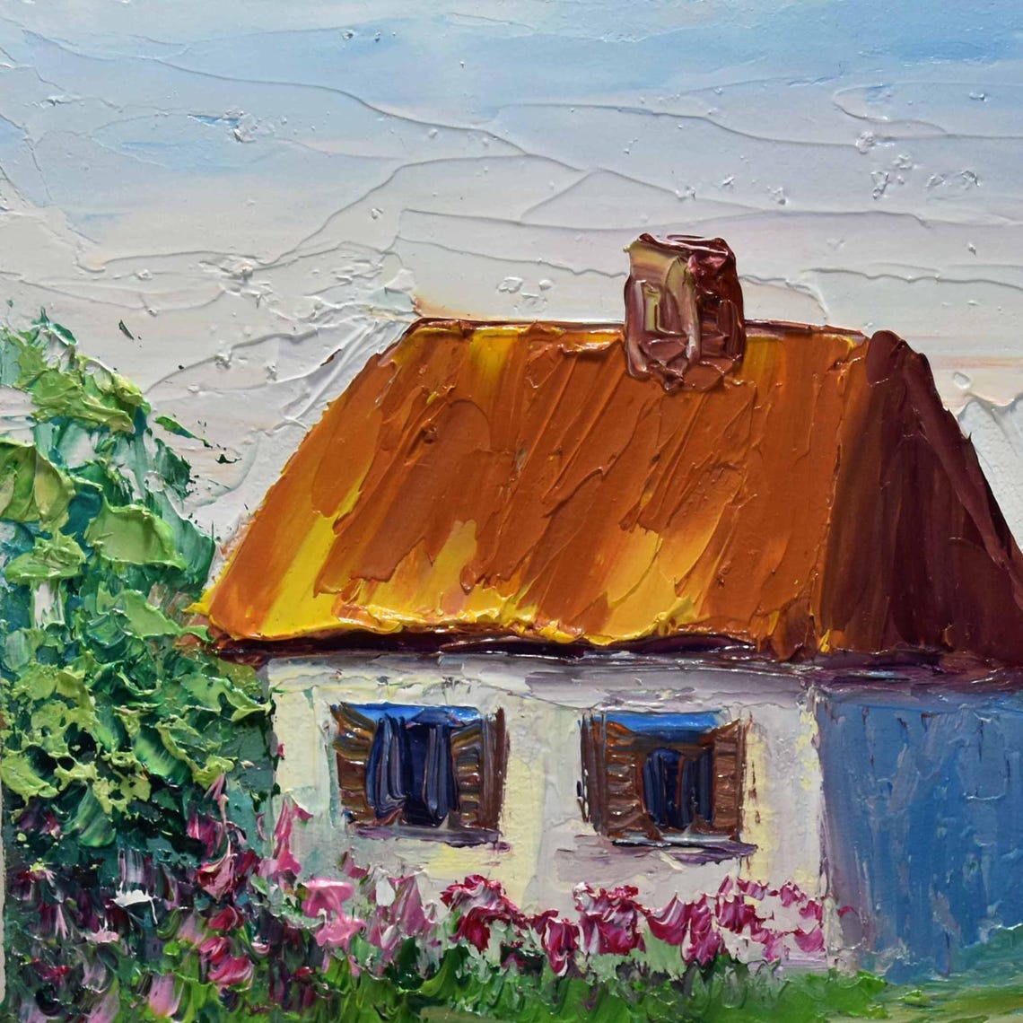 Summer Landscape Art Ukraine Art Field Of Sunflowers Art Small Wall Art Landscape Painting Folk Art Painting Impasto Painting Meadow Garden - Image 5