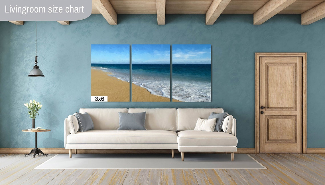 Ocean Waves Print Blue Ocean Waves Beach Scene Ocean Surf Print Ocean Waves Canvass Ocean Waves Wall Art Waves Print Beach Art - Image 2