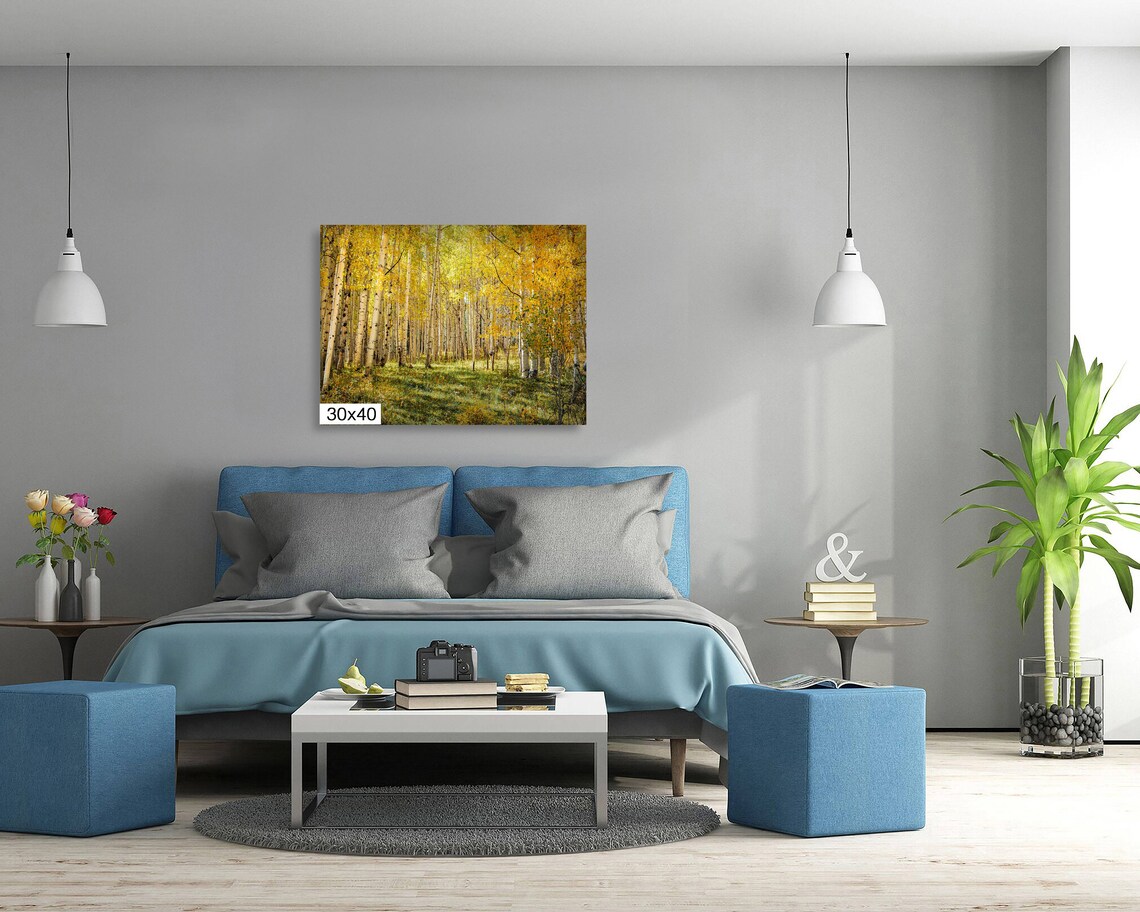 Golden Aspen Grove In Fall Sunlit Yellow Foliage Nature Art Poster - Image 5