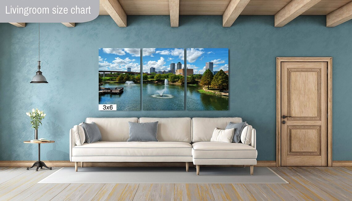 Tulsa Oklahoma Skyline From Centennial Park Fountains City Art Poster - Image 2