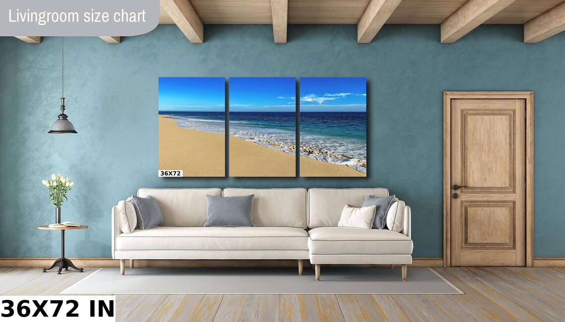 Ocean Waves Beach Scene, Blue Surf Art Print - Image 3