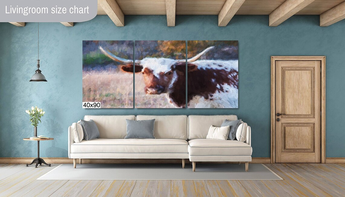 Texas Longhorn Cow Head Close Up Painterly Farm Animal Art Poster - Image 2
