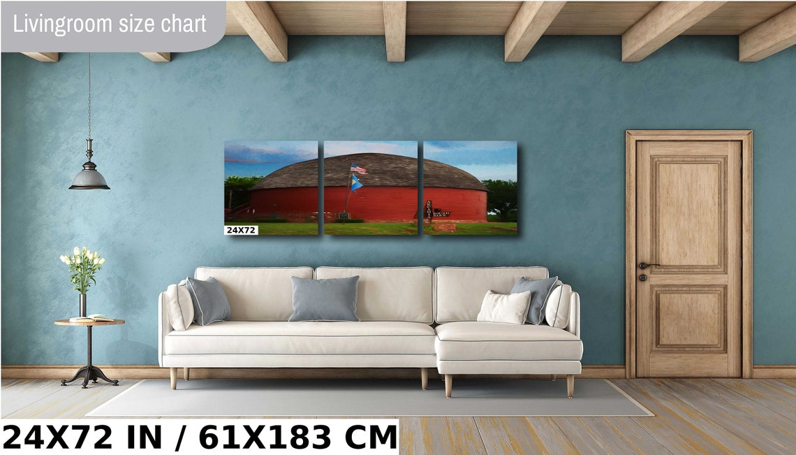 Arcadia Round Barn Route 66 Oklahoma Red Barn Flags View Poster - Image 3