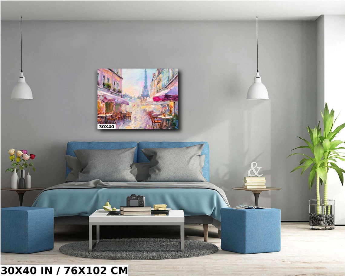 Paris Cafe Terrace With Eiffel Tower Pastel Impressionist Art Poster - Image 5