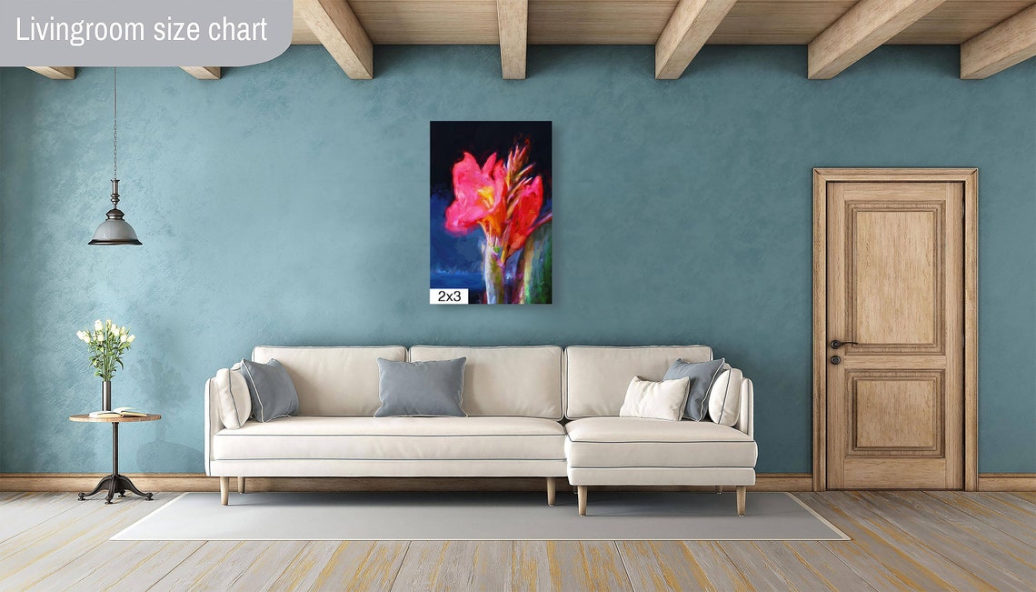 Painterly Pink Bloom On Midnight Blue Bold Floral Wall Art Poster - Image 5