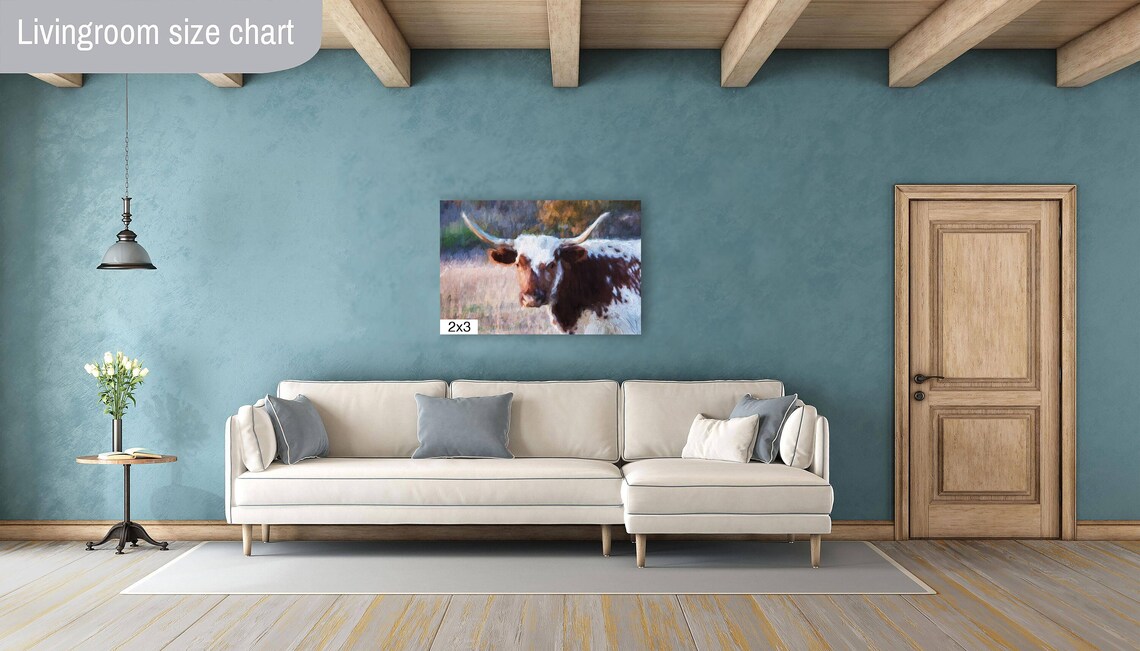 Texas Longhorn Cow Head Close Up Painterly Farm Animal Art Poster - Image 5