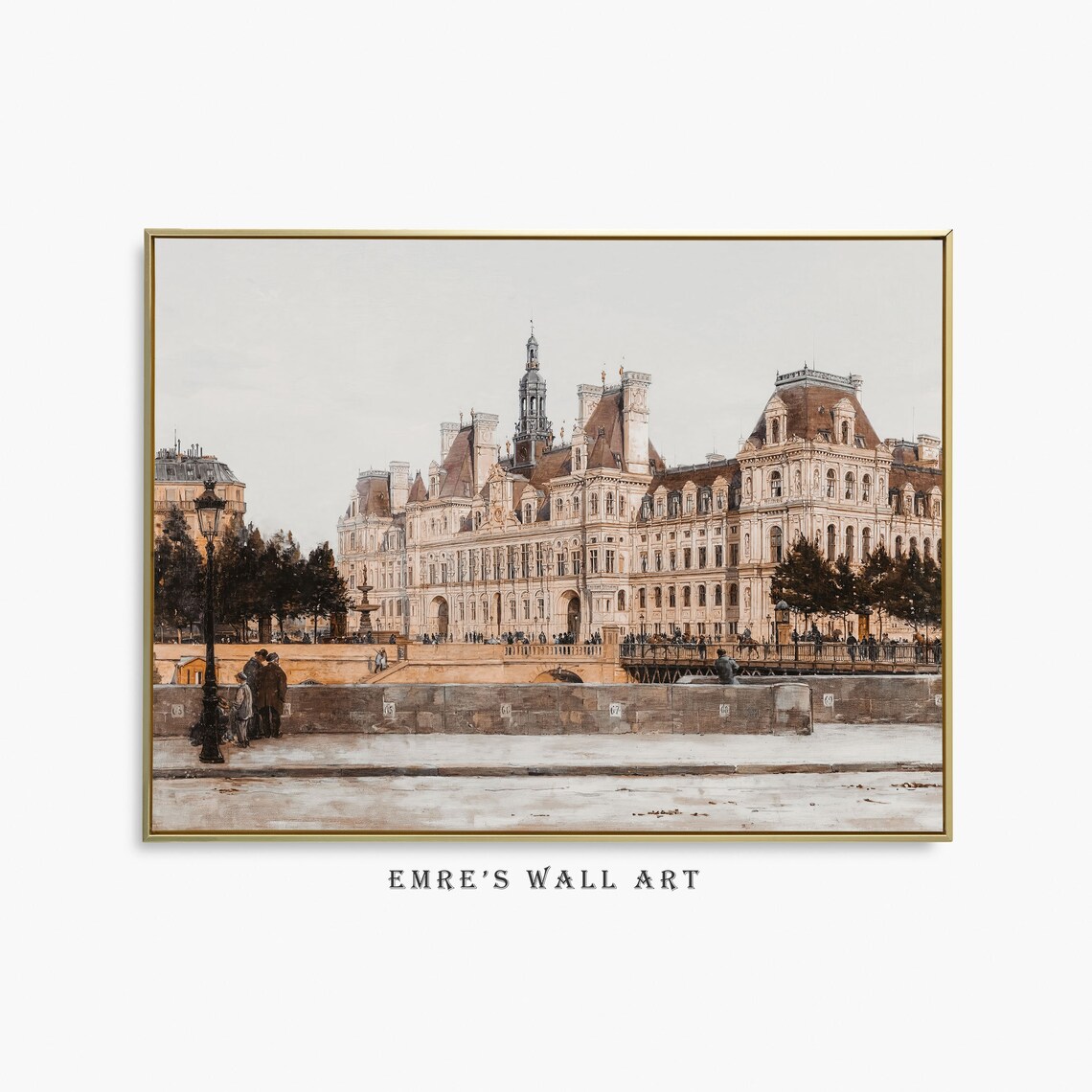 Vintage Paris Street Architecture Scene, Travel Poster