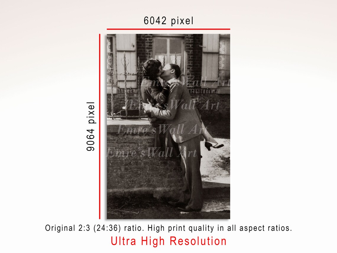 Vintage Kissing Couple Art Print, Antique Love - Image 3