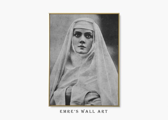 Veiled Woman Antique Monochrome Portrait Vintage Photo Art Poster