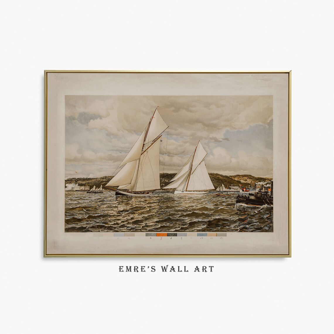 Sailboats On Sea Vintage Nautical Art Print - Image 2