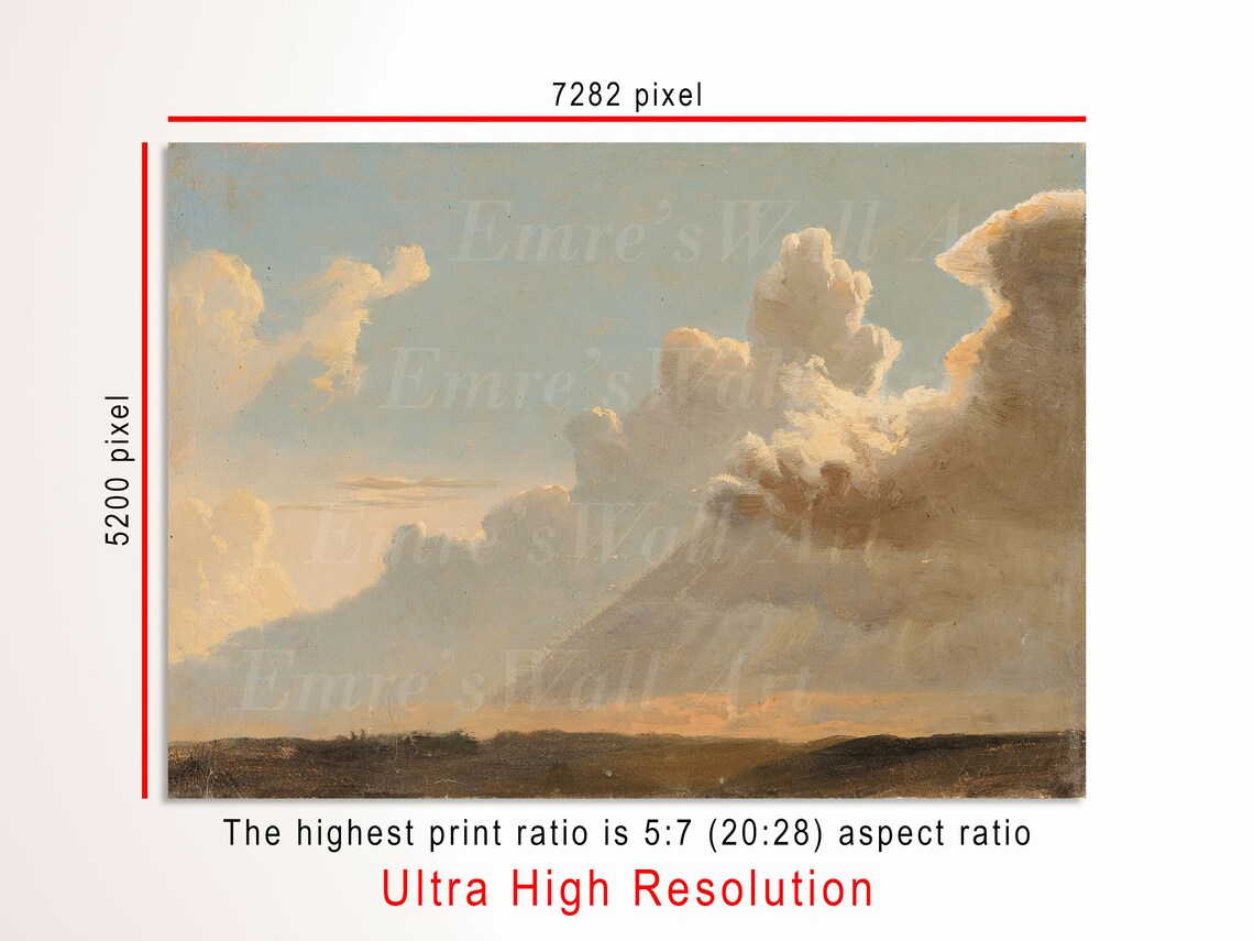 Cloud Landscape Painting, Vintage Country Sky Art Print - Image 3