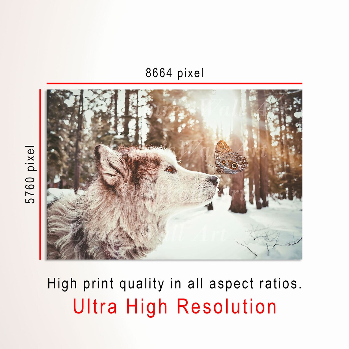 Winter Rustic Wolf Art Print, Neutral Farmhouse Decor - Image 3