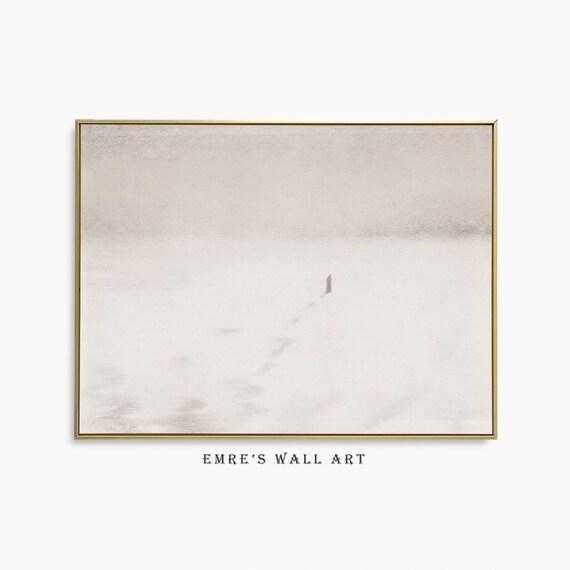 Minimalist Winter Solitude Lone Figure White Snowfield Poster