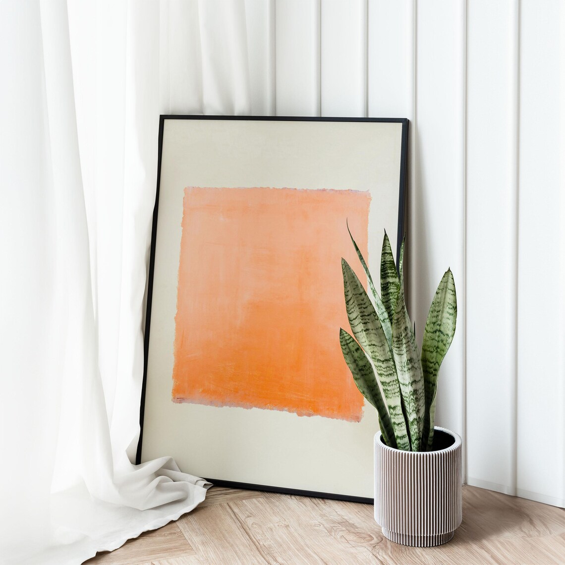 Orange Textural Painting Print, Vintage Abstract Artwork - Image 4
