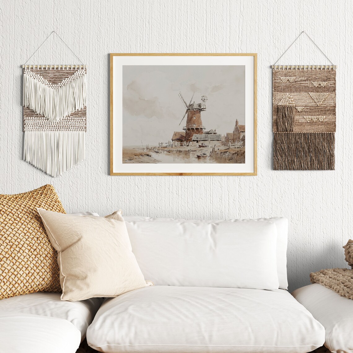 Vintage Windmill Print, Farmhouse Country Landscape - Image 2