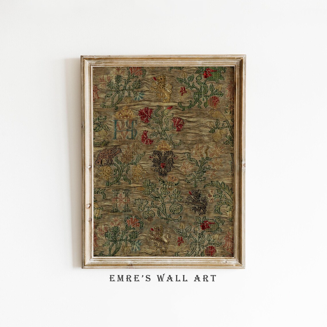 Antique Textile Fragment Print, Vintage Rug Pattern