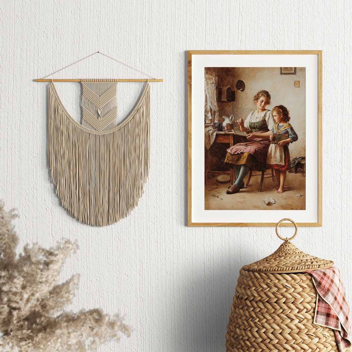 Mother And Daughter Oil Painting Vintage Nursery Print Mothers Day Gift Mothers Day Print Antique Oil Painting Art 18th Century Art - Image 2