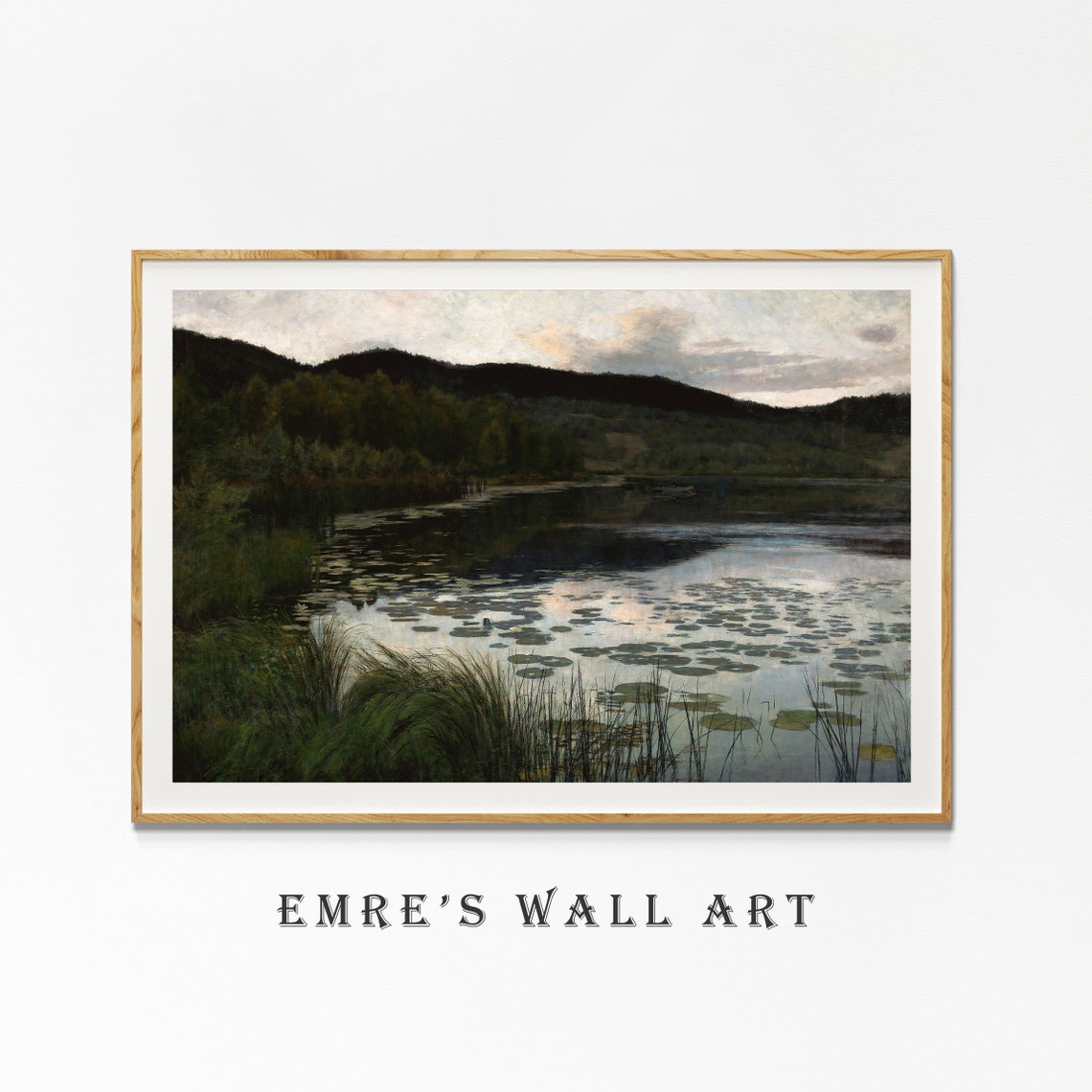 Lake Oil Painting Print Vintage Lake House Wall Art Rustic Nature Art Print Antique Landscape Home Decor Oil Painting Print - Image 4