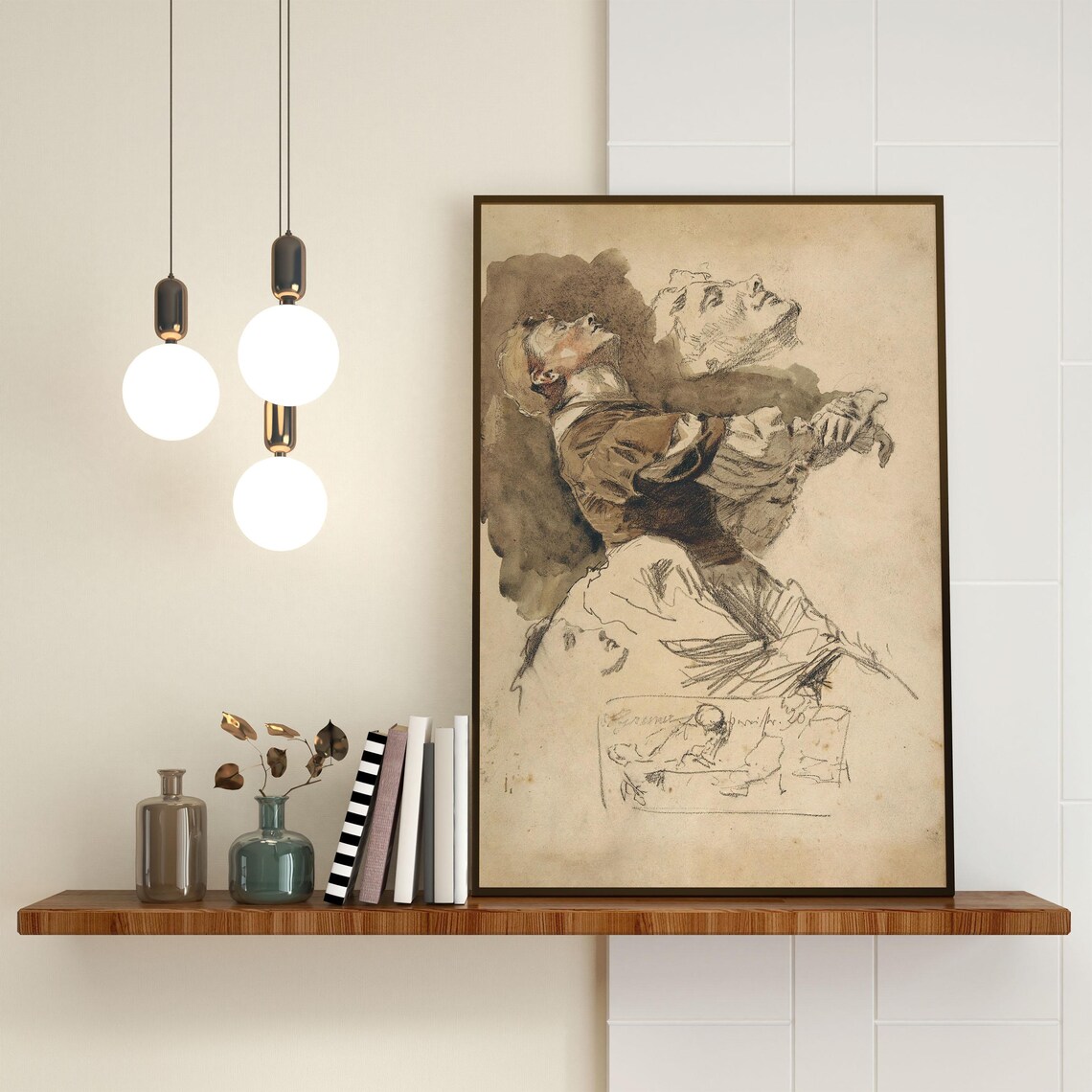 Vintage Sketch Woman Figure Art Print, Neutral Bedroom Decor - Image 2