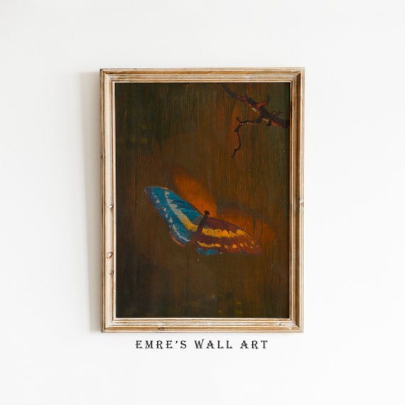 Butterfly Print Butterfly Oil Painting Vintage Butterfly Wall Art Farmhouse Butterfly Art Print Beautiful Art
