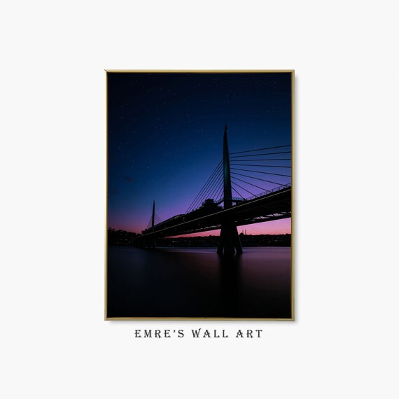 Starry Night Cityscape Print Istanbul View Photo Art City Landscape Decor Cityscape Poster Wall Decor
