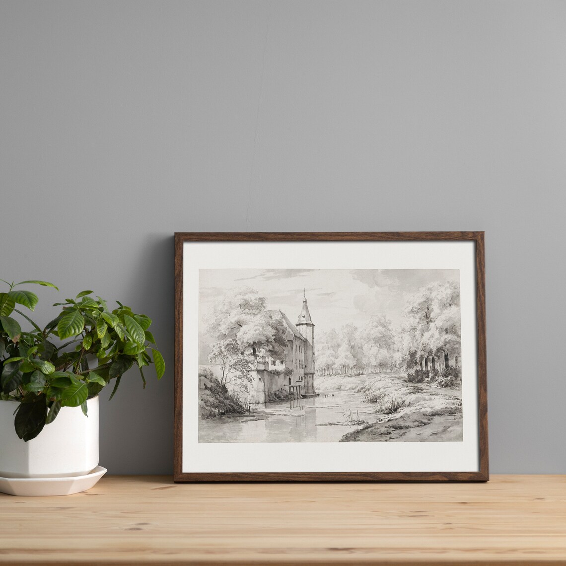 Rustic Sketch Vintage Landscape Art Print - Image 4